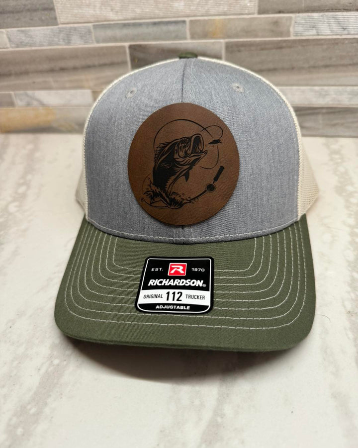 bass fishing leather patch
