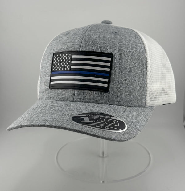 Melange Silver/ White with the "Thin Blue LIne" American Flag