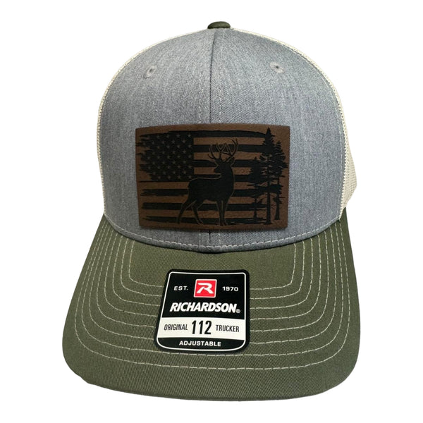 rectangle flag and deer leather hat patch